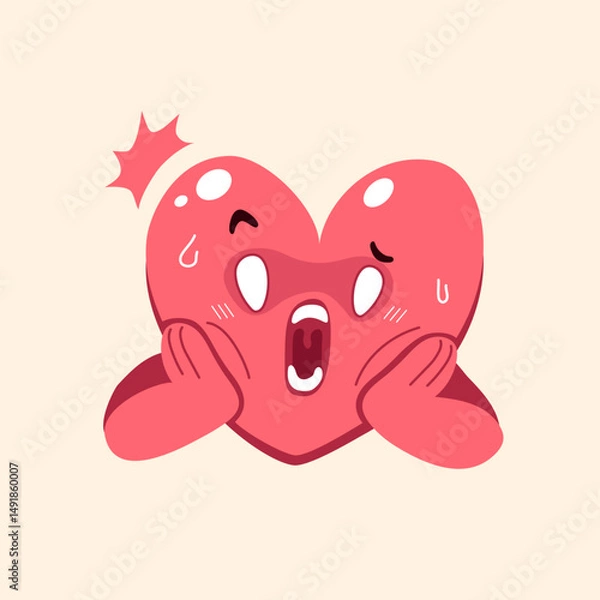 Obraz Cute shocked heart character vector illustration