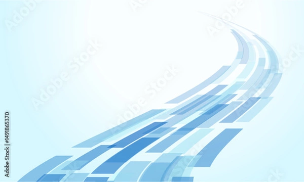 Fototapeta 流れるブロックの近未来背景