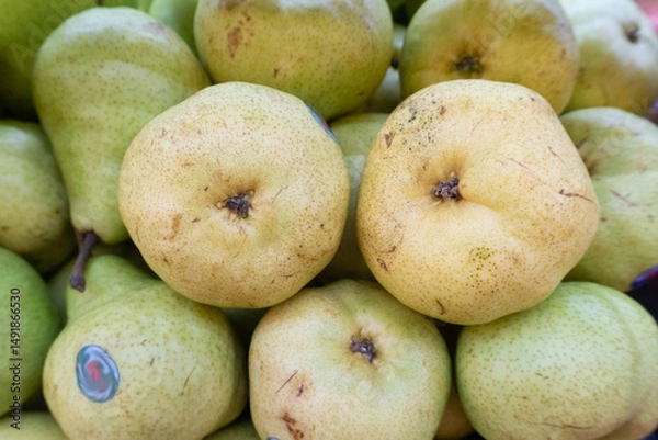Obraz Close-up of fresh pears at the market