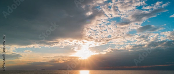 Obraz sunset sky background in Thailand,Cloudscape time lapse background Dark red purple sunset sky Nature background, sunset in the clouds.