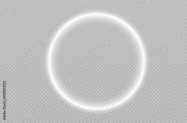 Fototapeta Glowing circular background. Light circle white swirl. Curved white line light effect. Glowing white speed circle