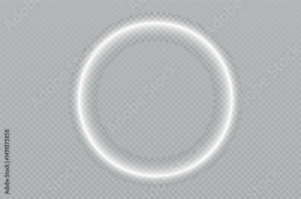 Fototapeta Glowing circular background. Light circle white swirl. Curved white line light effect. Glowing white speed circle