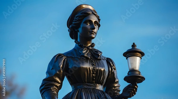 Fototapeta A statue of a woman holding a lantern