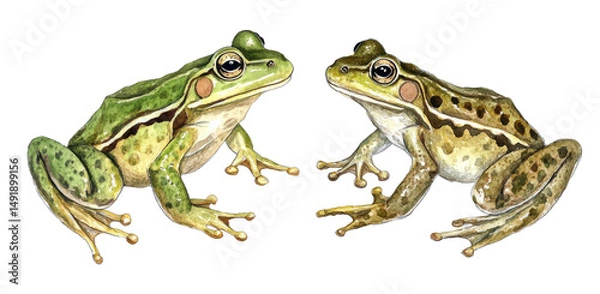 Fototapeta Two Frogs Facing Each Other on Transparent Background