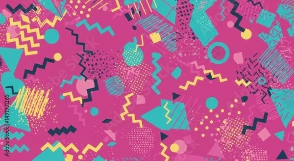 Fototapeta 90s Retro Geometric Pattern Design