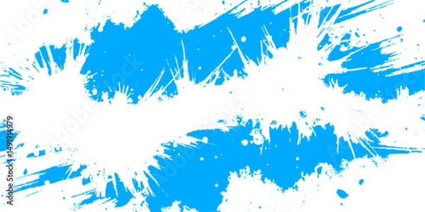 Fototapeta Vector blue and white grunge texture splashes background brush stroke spray
