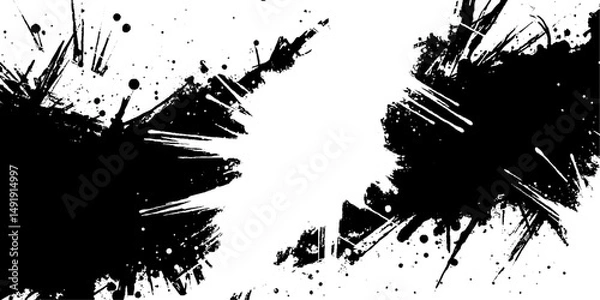 Fototapeta Vector black and white grunge texture splashes background brush stroke spray
