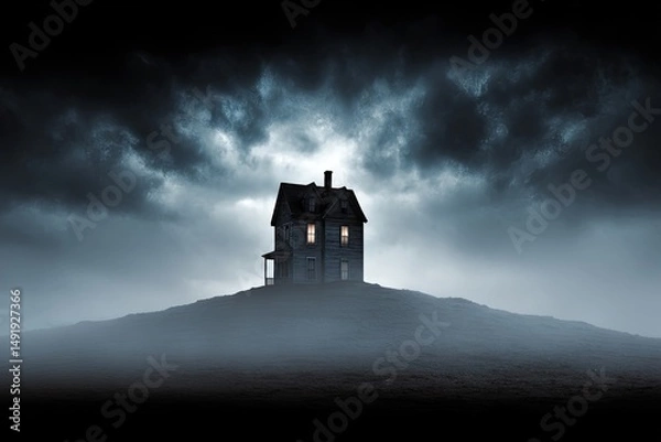 Obraz Haunted house on a hill at night