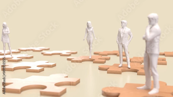 Fototapeta The jigsaw puzzle game for Business or  Teamwork concept 3d Rendering.