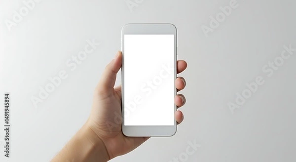 Obraz Hand Holding Phone with Blank Screen