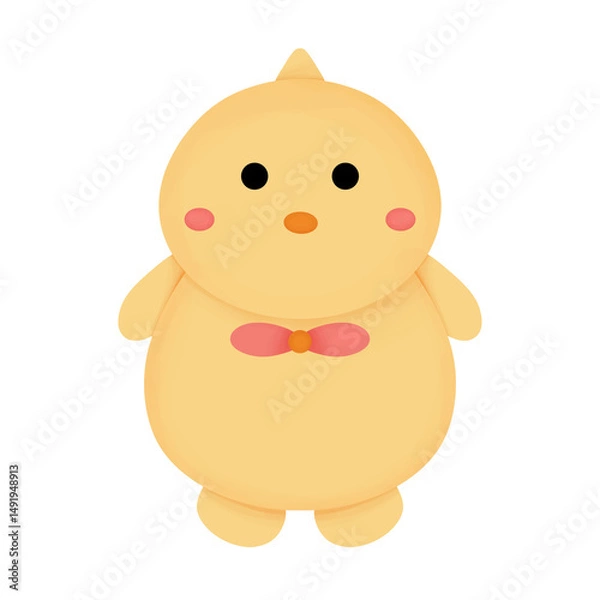 Fototapeta Cute cartoon illustration of yellow chicken 