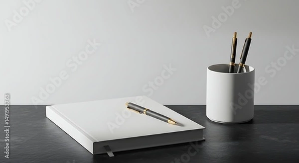 Obraz Notebook and Pens on Desk
