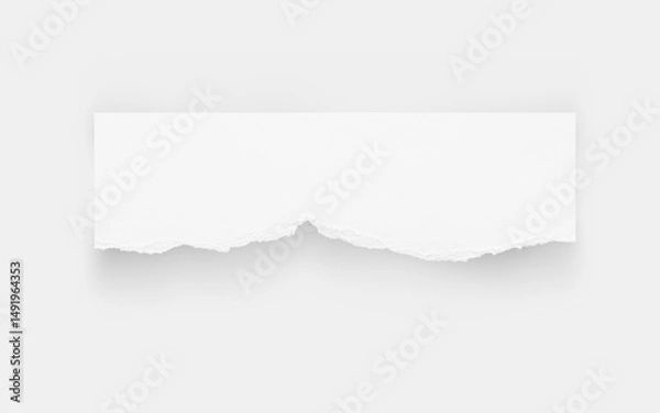 Fototapeta Torn paper edges. Ripped paper texture. Paper tag. White paper sheet for background with clipping path. Close up image.