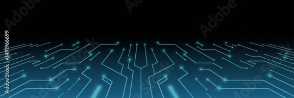 Fototapeta Digital circuitry glowing in blue, representing technology and innovation in a futuristic environment