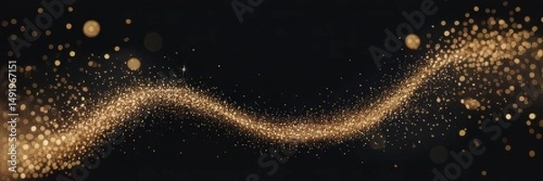 Obraz Golden sparkle trail creating an enchanting effect in a dark background during a festive gathering
