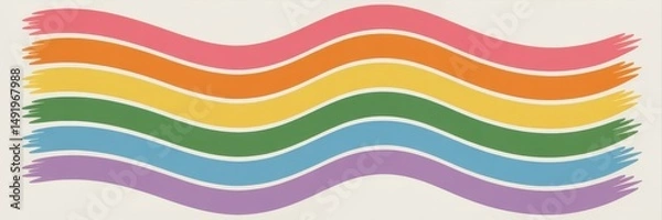 Fototapeta Colorful waves in bright rainbow hues create a lively and vibrant backdrop for creative designs and artistic expressions