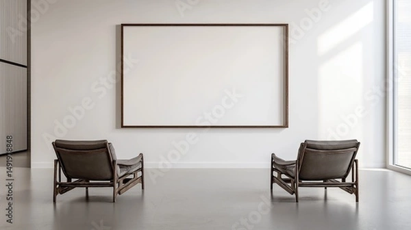 Obraz Modern Minimalist Room with Blank Wall