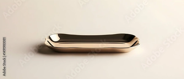 Fototapeta Gold Rectangular Tray On Light Background