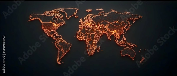 Fototapeta Abstract Glowing World Map Design