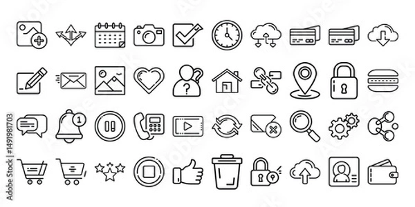 Fototapeta set of hand drawn vector website & mobile app icons