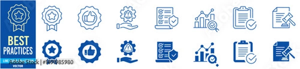 Obraz Best practices icon set. Editable line icons collection. Vector illustration.