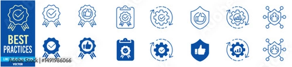 Obraz Best practices icon set. Editable line icons collection. Vector illustration.