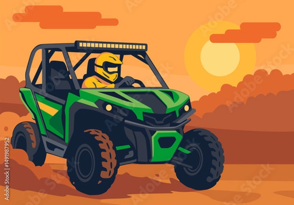 Fototapeta utv flat color style illustration design vector art