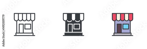 Fototapeta Store, shop different style icon set