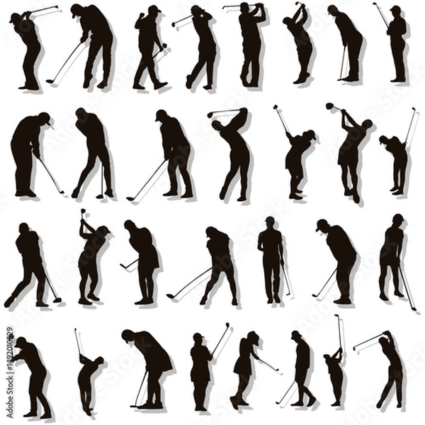 Fototapeta イラスト素材：スポーツシルエットゴルフ