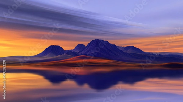 Fototapeta Sunset water reflection landscape