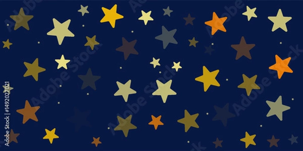 Fototapeta Seamless pattern cute baby pattern with yellow stars on blue background doodle style hand drawn pattern. Pattern for wrapping paper, textile, for kids clothes and notebook cover