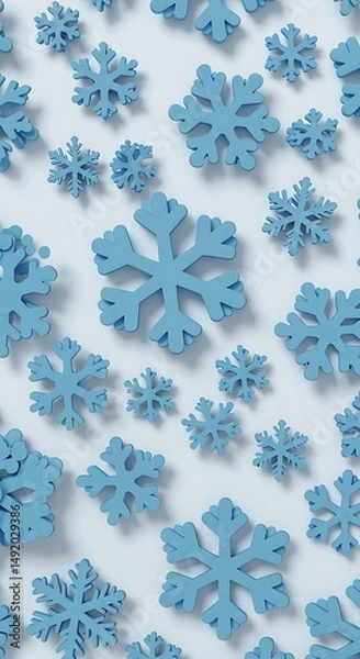 Fototapeta Serene Winter: 3D Rendered Snowflake Pattern