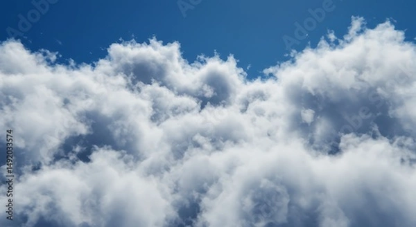 Fototapeta Dreamy Cloudscape: Vivid Blue Sky, 3D Render