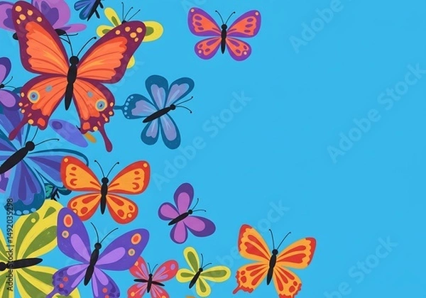 Fototapeta Vibrant Butterfly Flutter: Joyful Summer Illustration