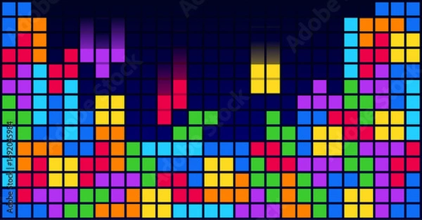 Obraz Brick blocks puzzle videogame theme vector background