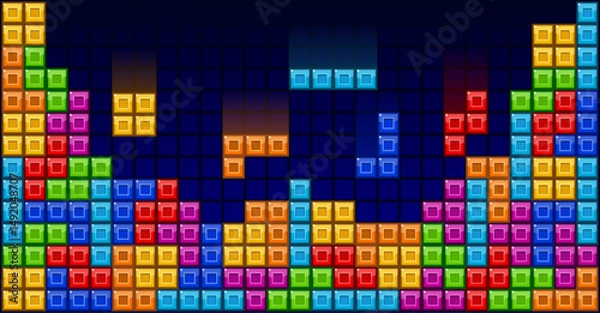 Obraz Brick blocks puzzle videogame theme vector background
