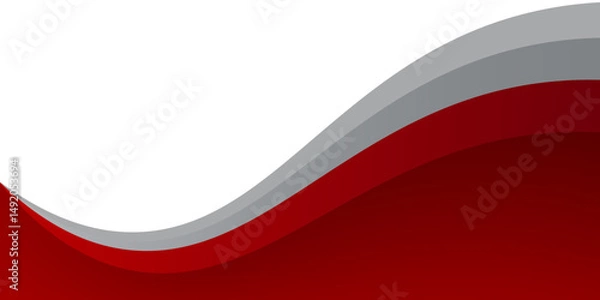 Fototapeta red gray abstract wave background for corporate banner, business presentation, poster, journal cover.