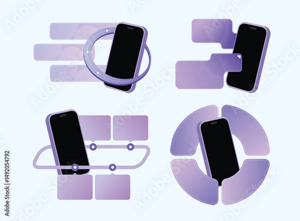 Obraz Modern Smartphone UI Infographic Elements Collection