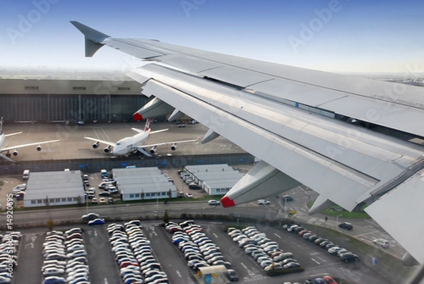 Fototapeta view from plane during landing