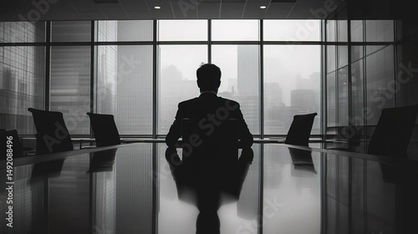 Obraz Corporate Silhouette in a Modern Office