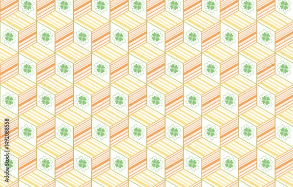 Obraz hexagon clover fabric box colorful wallpaper pattern geometric lines abstract seamless texture 