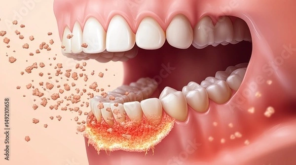 Obraz Bad breath resulting from tooth decay and infection, captured in a realistic vector graphic