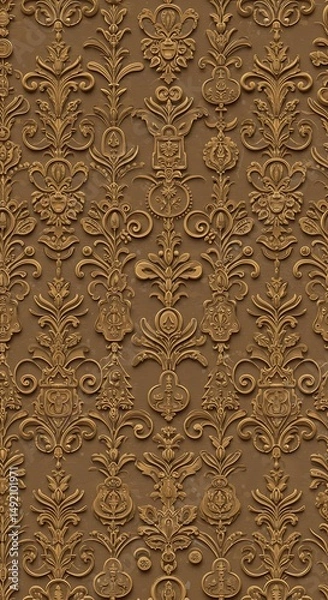 Fototapeta Embossed Gold Damask: Rich Texture, Warm Hues