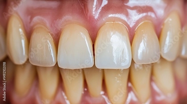 Obraz Comparison of teeth before and after whitening, symbolizing professional oral care and dental services