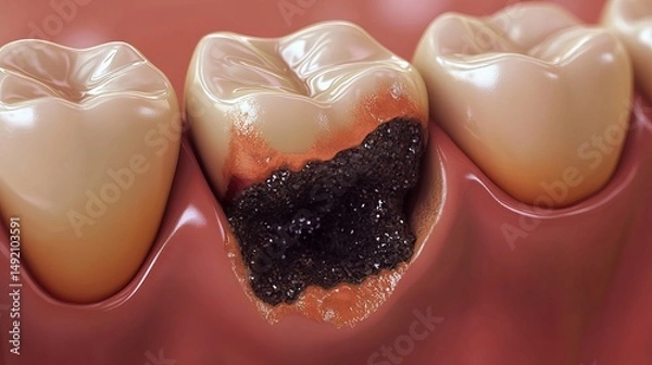 Obraz Vector image of decayed and damaged teeth, highlighting oral health concerns