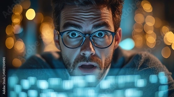 Obraz Shocked Man at Computer