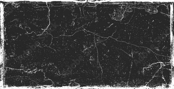 Fototapeta Grunge texture pattern frame. Black design border. Old paper vector illustration.