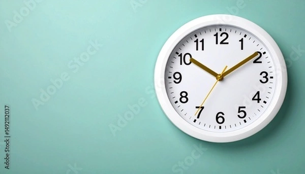 Fototapeta clock on a teal wall