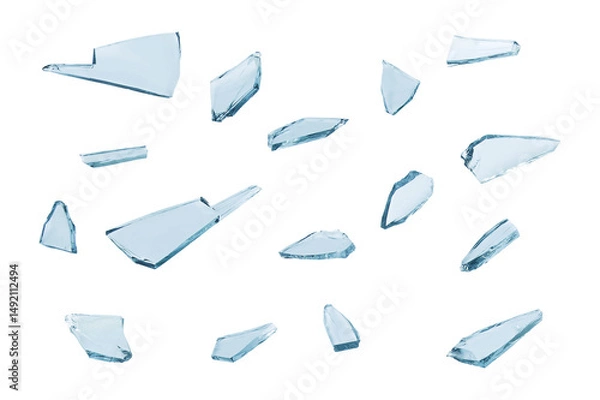 Obraz broken glass with sharp pieces isolated on white