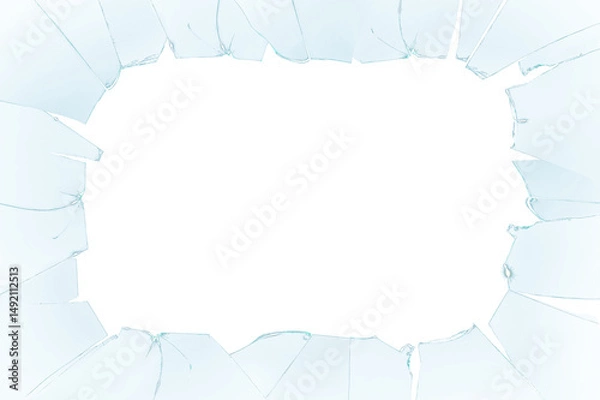 Obraz broken glass with sharp pieces isolated on white